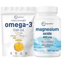 微成份 Omega-3 鱼油 4,200mg & 氧化镁 400mg Bundle 包装 | 野生捕捉鱼 柠檬火焰 Burpless | 最大浓度元素形式
