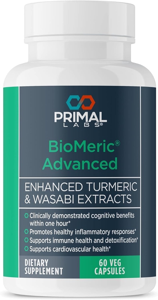 BioMeric 高级 - 带有 Turmeric Curcumin 和 Wasabi 提取器 - 60 Capsules