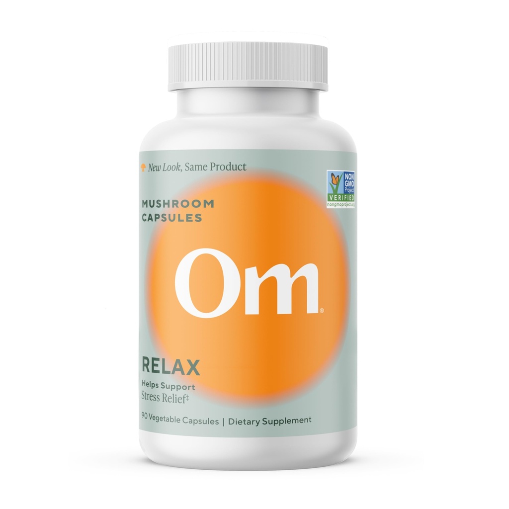 OM MUSHROOM SUPERFOOD 放松蘑菇卡普勒斯 90 伯爵 30 日 丽希蘑菇 Ashwagandha GABA L-Theine 镁 适应原体 压力支持(原型为轻便禅,包装为May Vary)