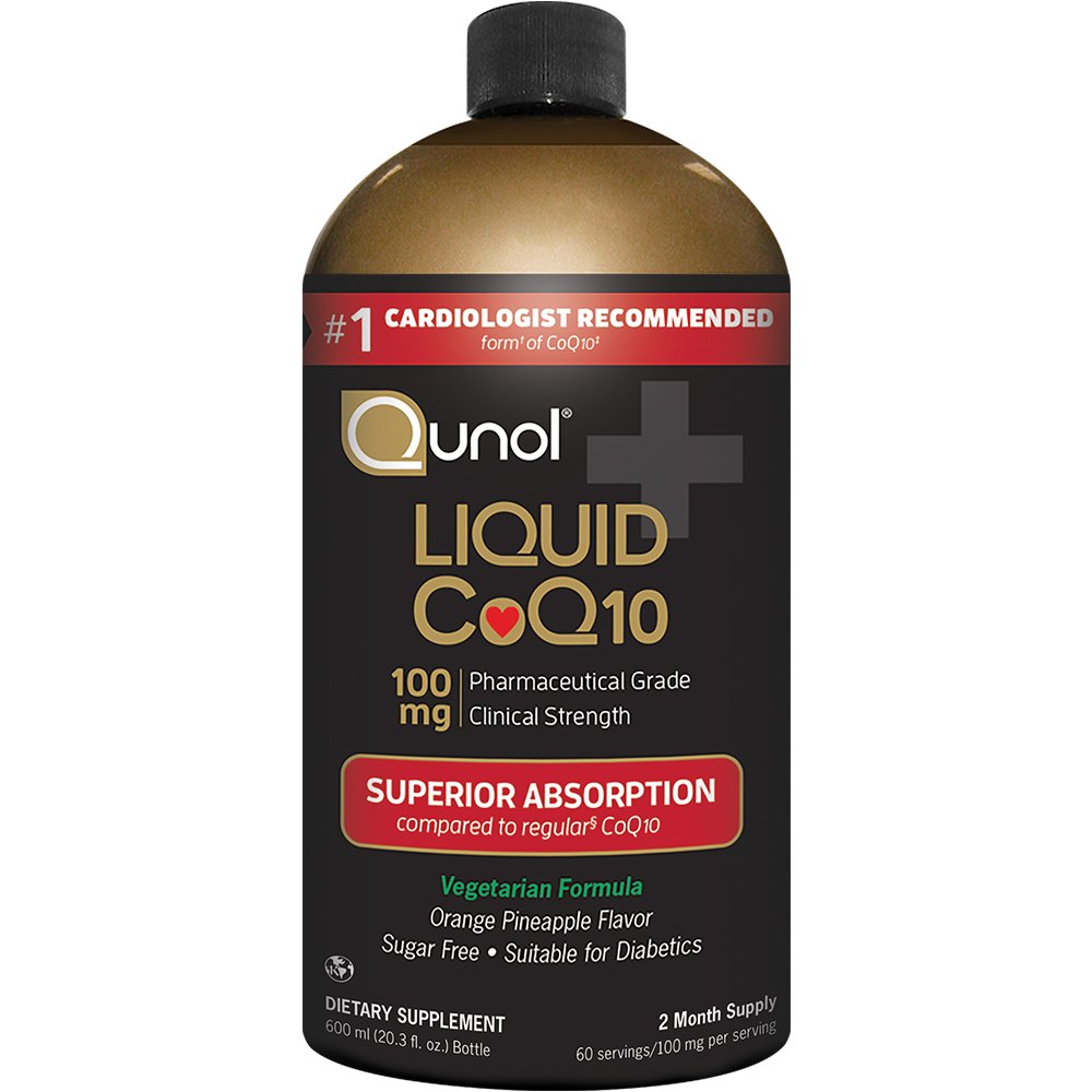 Qunol液体 CoQ10 100mg, 高级吸附性天然补充形式 Coenzyme Q10, 抗氧化剂促进心脏健康, 橙菠萝火焰, 60种服务, 20.3 oz瓶