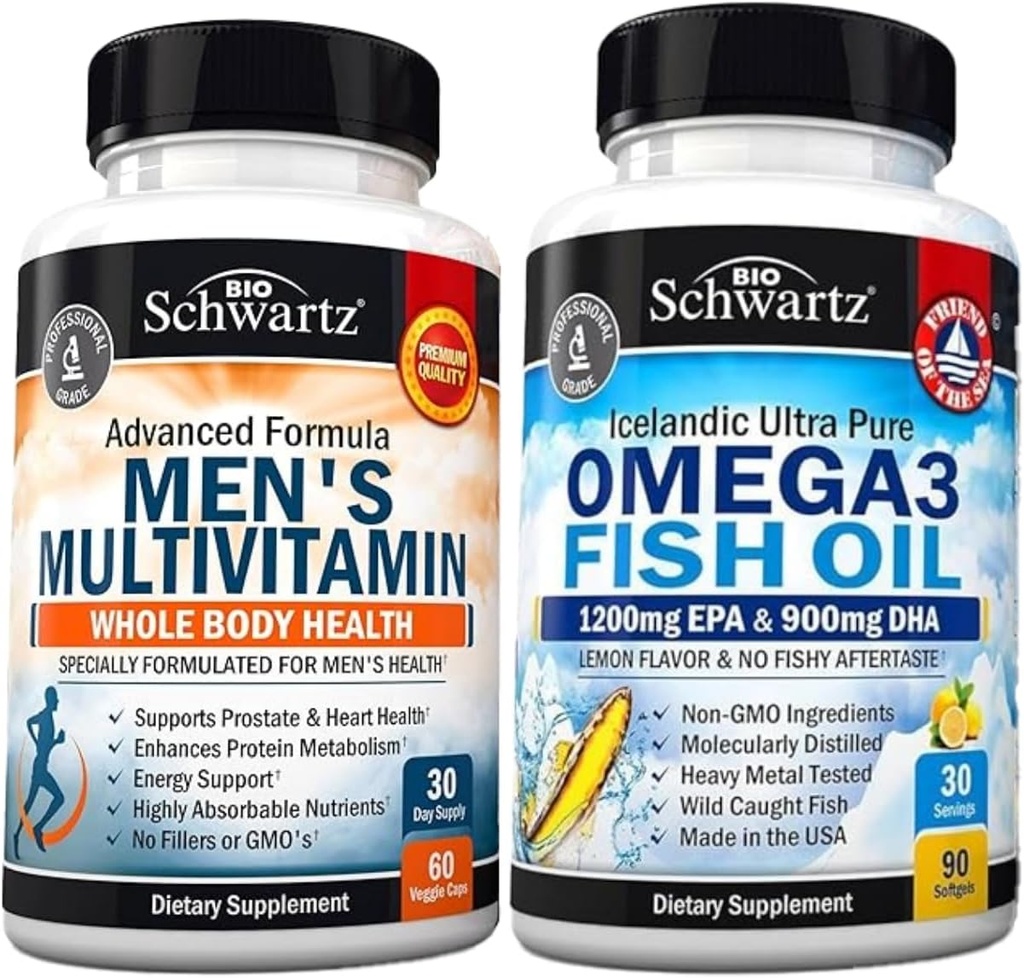 配有维生素C A B D3 E 和锌(1个月供应) + 三强Omega 3 鱼油软胶(1个月供应)