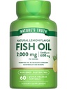 大自然的真鱼油 Omega 3 补充 | 2000mg | 60 Softgels | EPA & DHA | Lemon Flavor | Non-GMO and Gluten Free