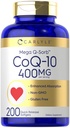 Carlyle CoQ10 400mg Softgels QQ200 Counter QQ 高吸收性共聚体 Q10 与黑胡椒提取 QQ N-GMO 和 Gluten 免费补充