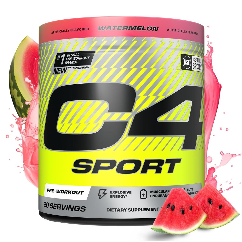 电池C4 运动前工作粉 - NSF 体育认证 - 精英水利 - 200mg Cafeine + Creatine + Beta-Alanine - 电解质和能量补充 - 西瓜, 20种服务