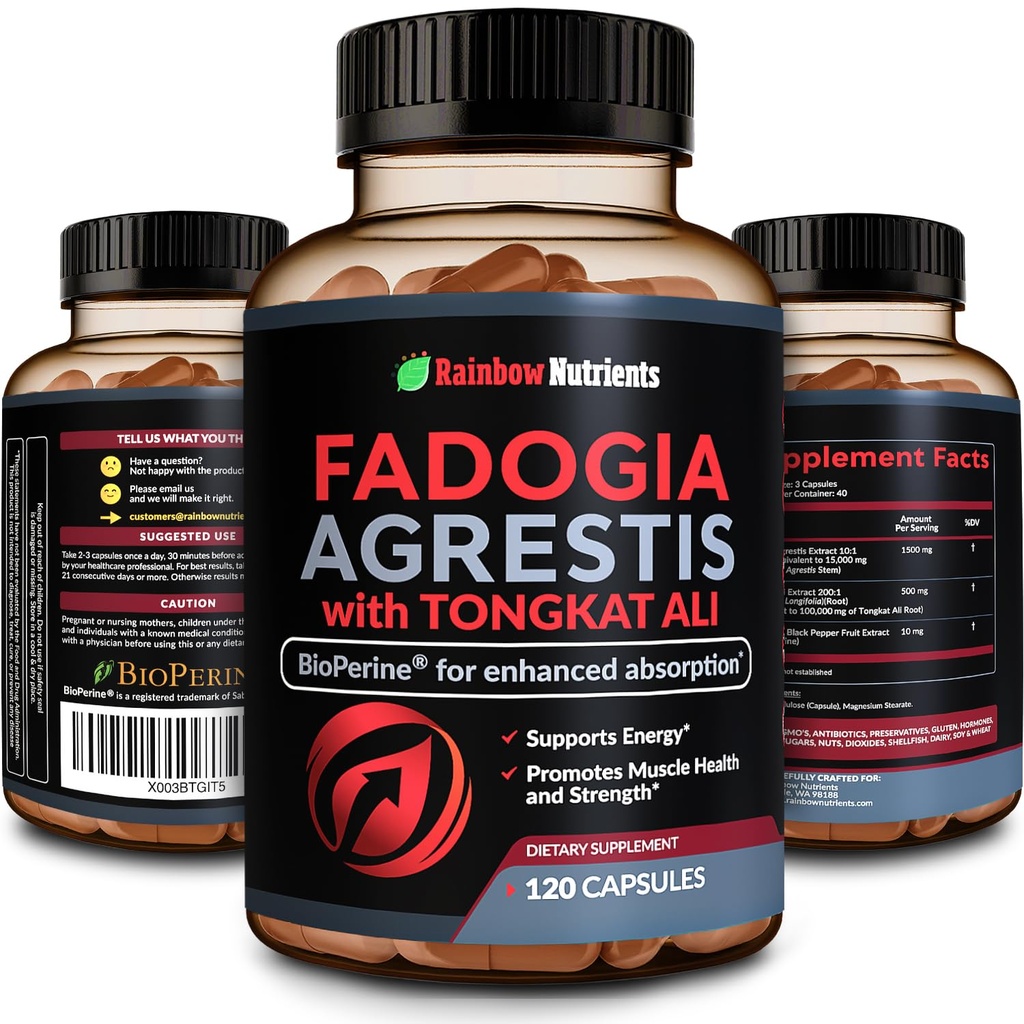 115,000 mg Fadogia Agrestis 与 Tongkat Ali + BioPerine + [Max吸收] - 支持 Stamina, 力量,焦点,肌肉健康和恢复,驱动和性能 - 非GMO和在美国制造 - 120 V Capsules