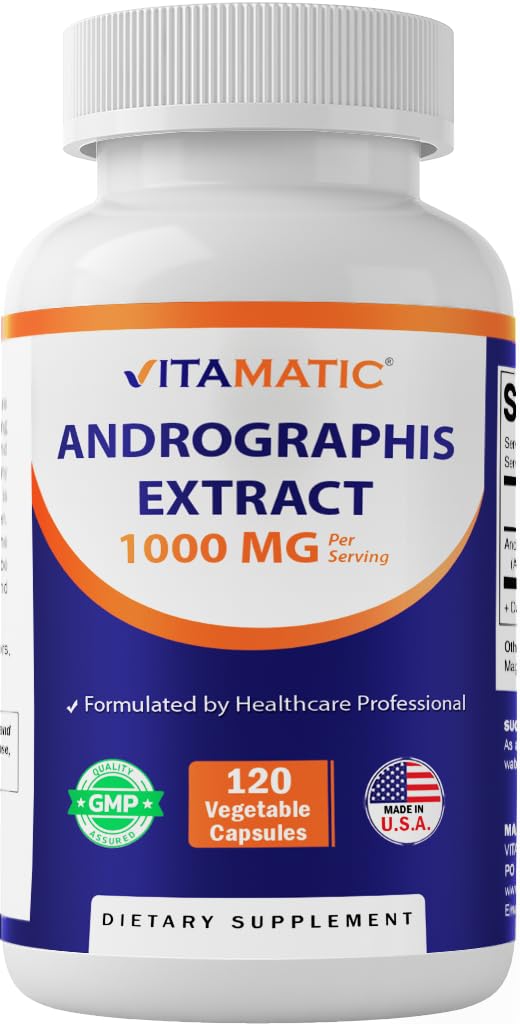 活性安卓(Vitamatic Androgis) 抽取 1000 mg 个人服务 - 120 Veg Capsules - 20X 抽取,100% 蔬菜,全自然,Gluten自由,非GMO
