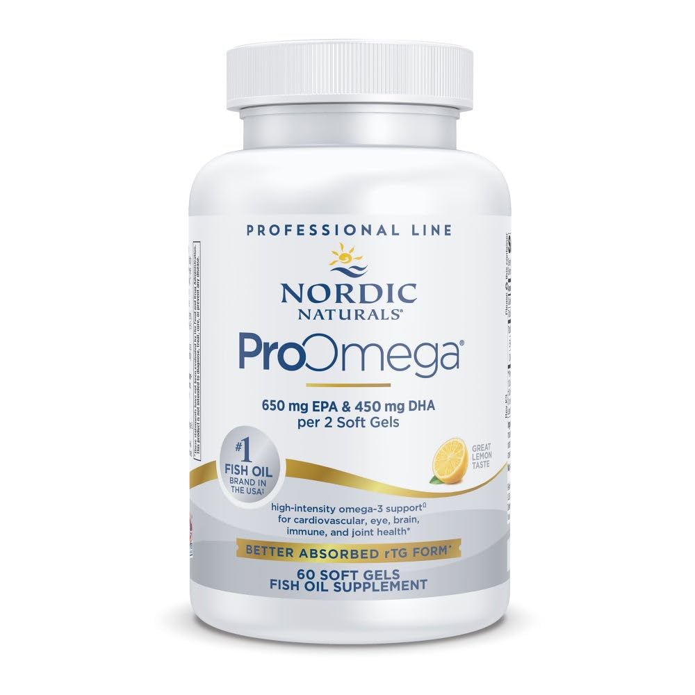 北欧天然物 ProOmega,Lemon Flavor - 60 Soft Gels - 1280 mg Omega-3 - 具有EPA & DHA的高潜力鱼类油 - 促进脑、眼、心和免疫健康 - 非GMO - 30 服务