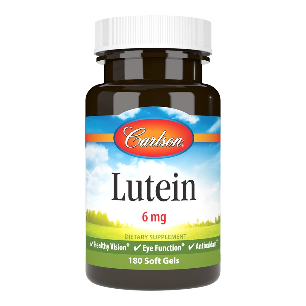 Carlson Lutein 6mg,视觉支持和眼部健康补充,与Zeaxanthin的抗氧化剂配方,180软胶