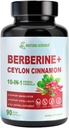 柏柏林补充剂,配有锡兰肉桂和丙烯酸铬,10in-1 柏柏林1000mg Per Service,柏柏林5X代谢,心与免疫支持(90 Capsules)