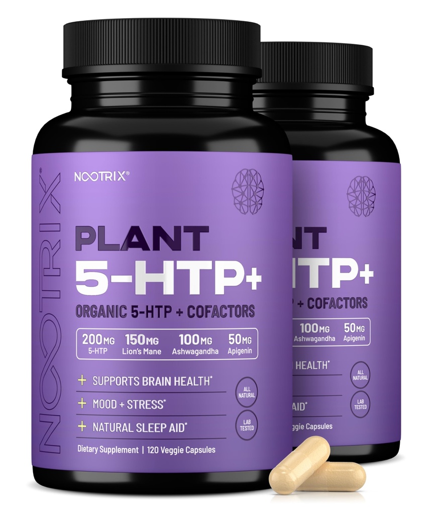 诺特里克斯有机工厂5 HTP+ 补充 QQ 支持记忆,精神焦点,认知健康与能源 QQ 推广健康的Mood和脑功能 QQ 维生素 B6 & L Theanine 240 Capsules