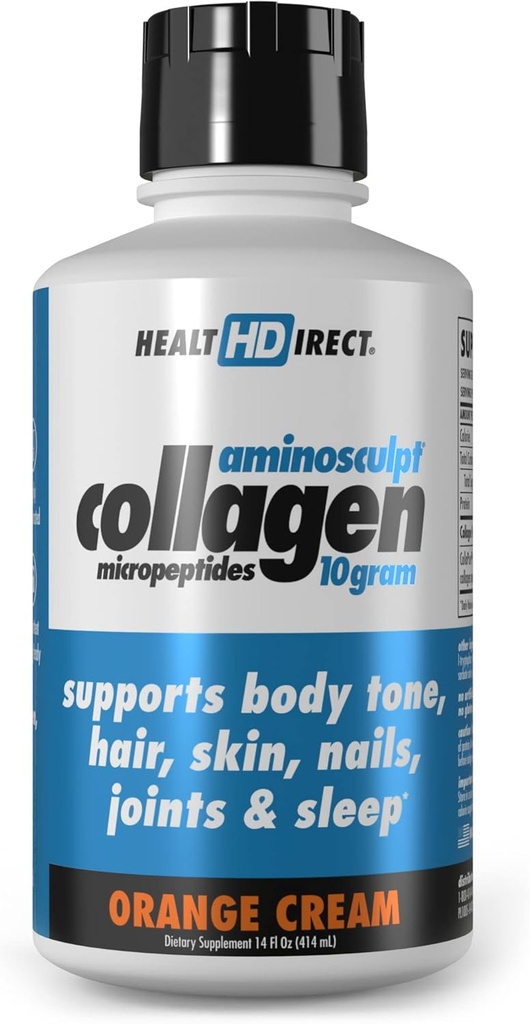 健康直径 – 氨基雕塑 液态Collagen Micropeptides – 14 FL Oz – 14 services – 10 grams of Premium Medical-Grade Liquid Collagen for Women – 橙色凝胶