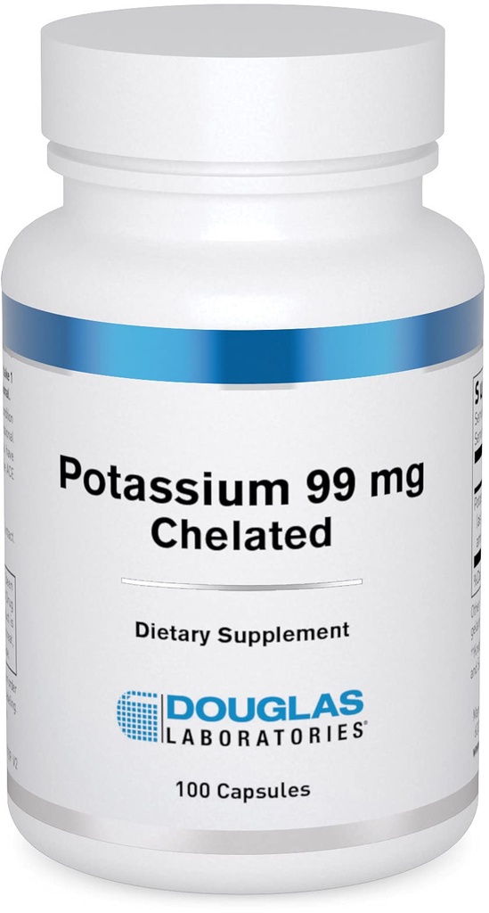Douglas实验室 Potassium 99 mg Chelaed QQ 支持神经栓塞,骨骼肌肉功能,和已经正常的血压* | 100 Capsules