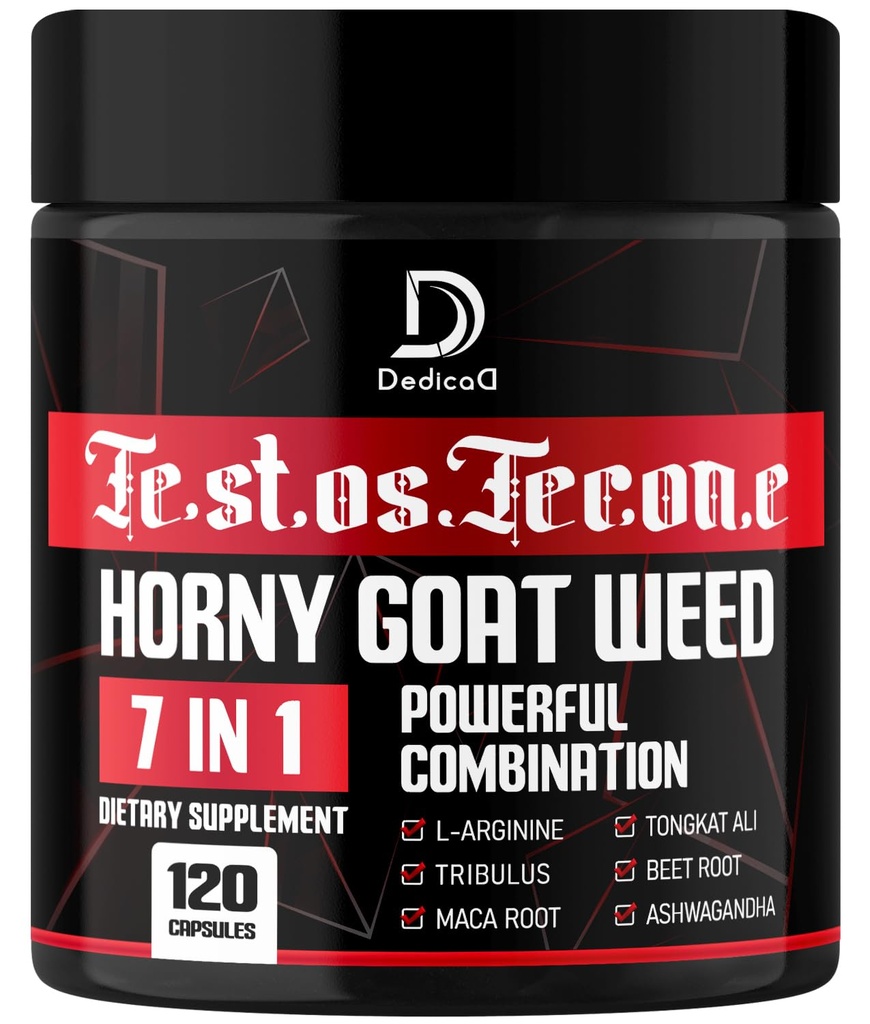7 in-1 Ultra 测试支持 Tribulus Terrestris Horny Goat Weed L-Arginine Maca Root Tongkat Ali Beet Root - 能量锻炼肌肉力量支持 120 Capsules
