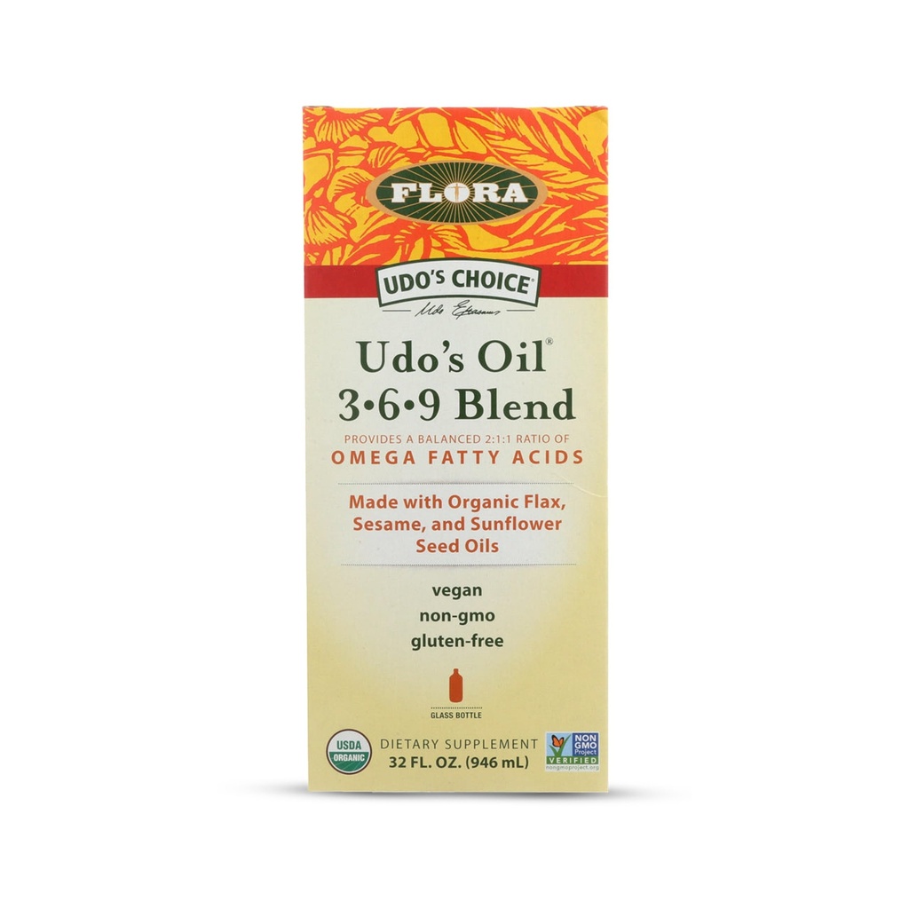 Flora Udo's Oil 3-6-9 Blend - Vegan Omega-3-6, 包含有机椰子, Flax种子油 & More - 保持冷冻 - 32 f.