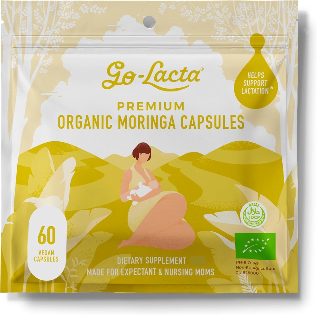 Go-Lacta 100% 母乳喂养妈妈的有机莫林加卡布苏尔-60卡布苏尔-产后纯前孕素-增加牛奶供应的母乳喂养补充物-妇女产后维生素