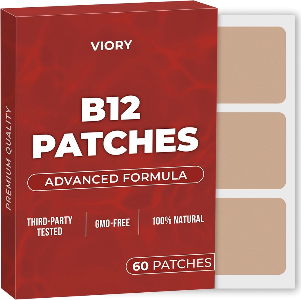 VORY B12 补丁(60包) - 100%的男女自然补丁 - 坚固、能源、焦点和身体支持 - 强化公式