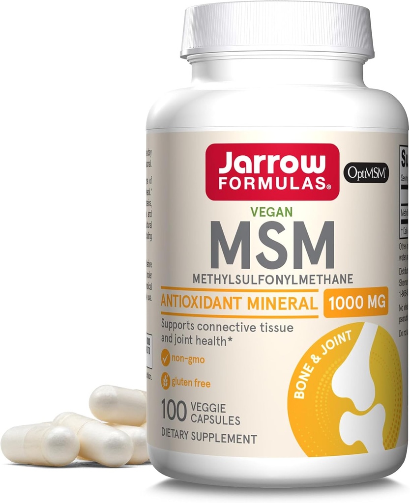 Jarrow Formules MSM 1000 mg - 100 Veggie Capsules - 甲基磺酰甲烷 - 硫磺的来源 - 食物补充 支持和加强关节 - 最多100种服务