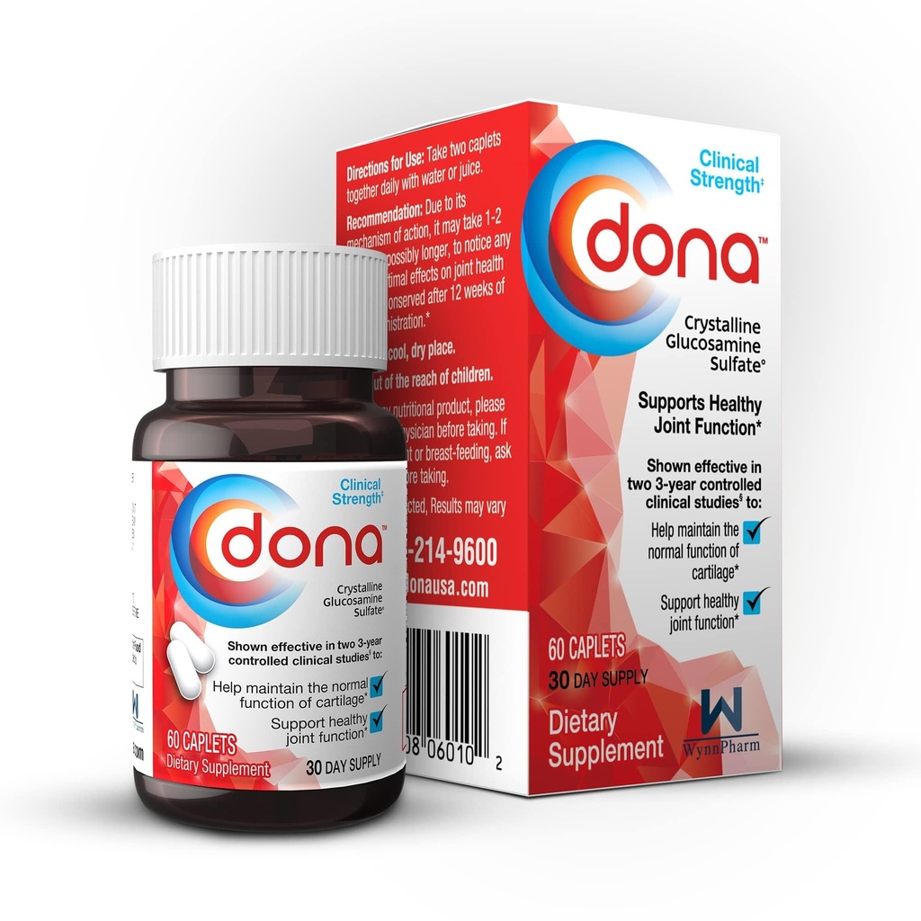 Dona Crystaline Glucosamine Sulfate, 750 Mg,膝盖舒适和联合健康支助联合补充药, 750 Mg, 60 Counter