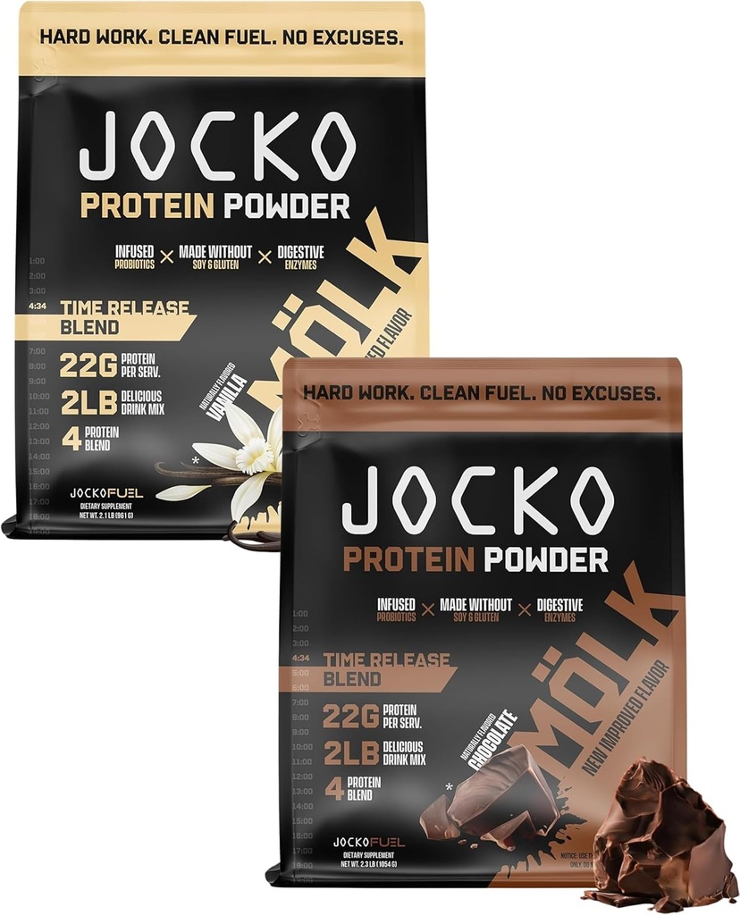 Jocko燃料蛋白2包包-Jocko Mölk巧克力+香草(2Flavors)(每包2lb)