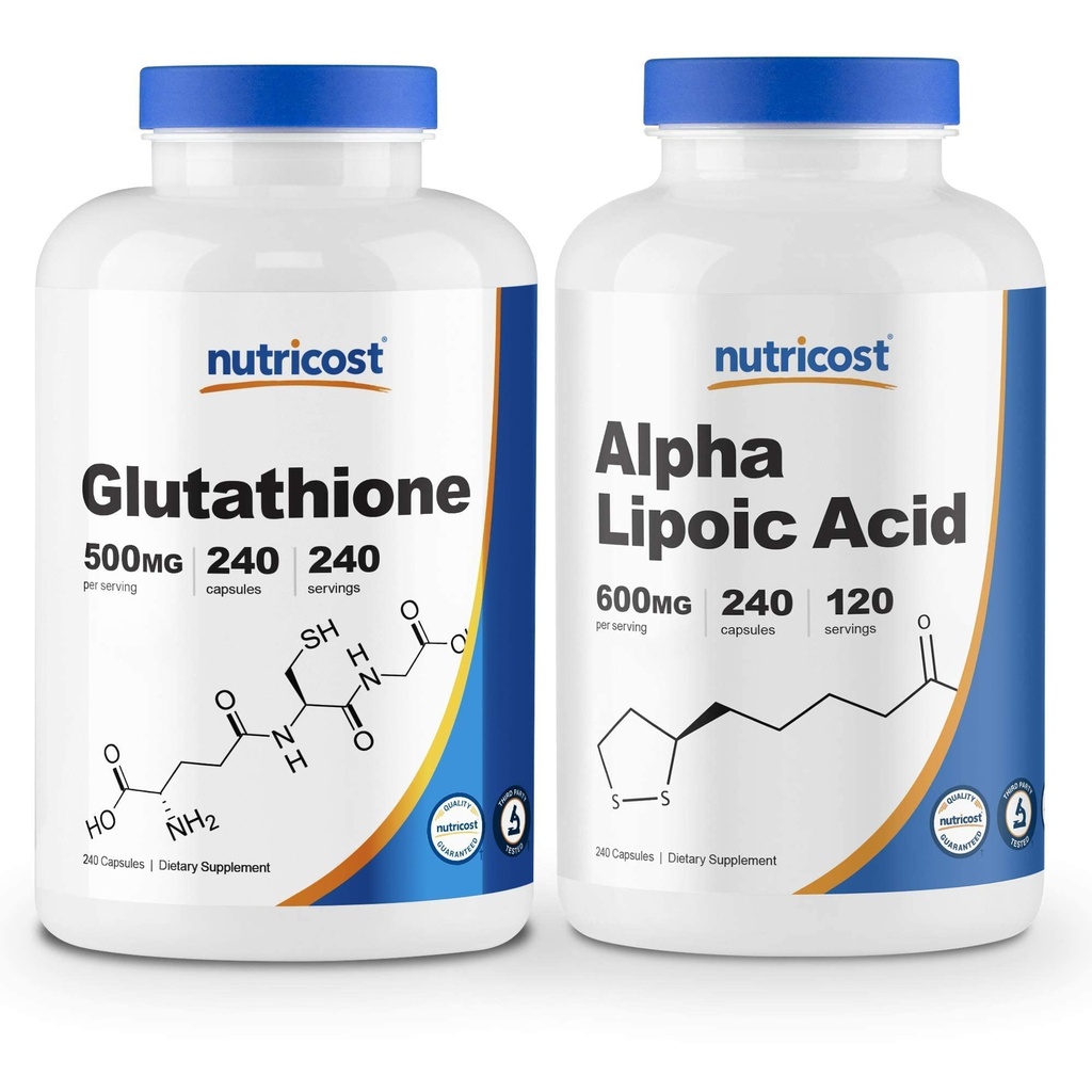 营养成本 Alpha Lipoic Acid 600mg, 240 Caps Glutathione 500mg, 240 Caps