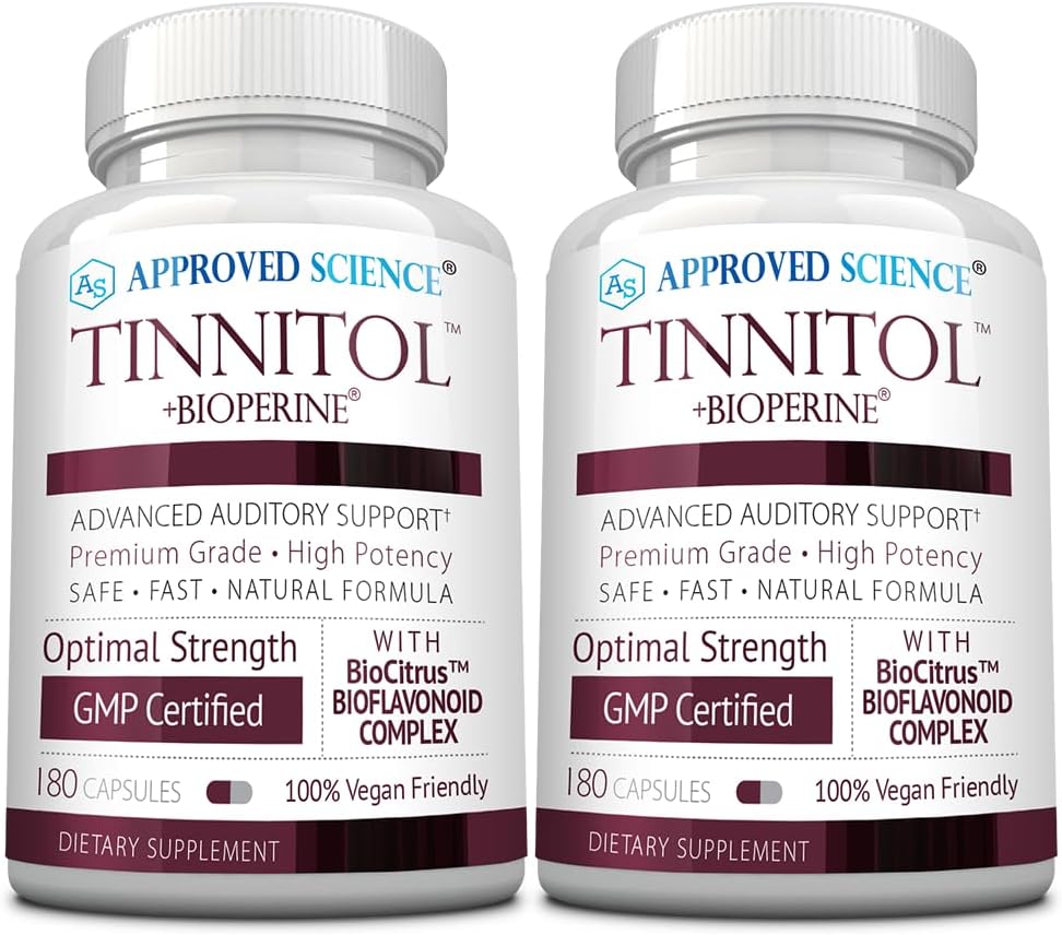 经批准的Science Tinnitol - Tinnitus支助补编 - Ease Ring in the Ears - Boost Inner Ear Health - 2瓶 - 6个月供应 - 美国制造