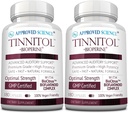 经批准的Science Tinnitol - Tinnitus支助补编 - Ease Ring in the Ears - Boost Inner Ear Health - 2瓶 - 6个月供应 - 美国制造