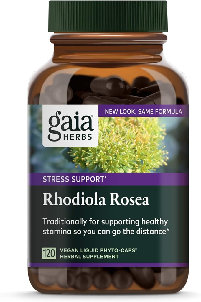 Gaia Herbs, Rhodiola Rosea Vegan Liquid Phyto Capsules - 压力支持补编,适应性Herb,120-Count (Pack of 1)
