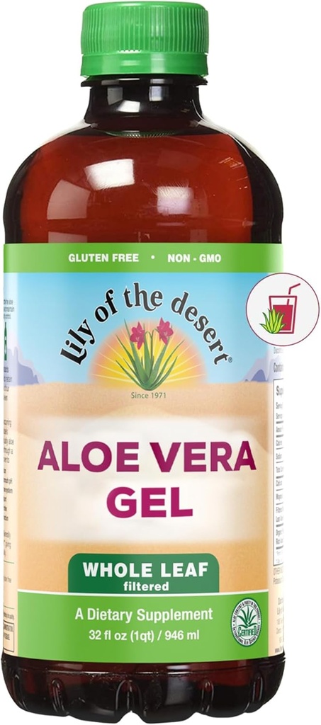 (原始内容存档于2018-09-21). The Desert Aloe Vera Gel的Lily of the Desert Aloe Vera Gel, Prevative Free - 全叶过滤 Thicker Consistency Aloe Vera Drinking with Natural Vitamins, 消化酶促进古特健康, Wellness, Glowing Skin, 32 Fl Oz.