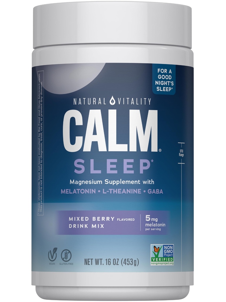 自然生命力 平静 睡眠 美拉图宁 和 镁 Citrate , 睡眠援助 饮料 混合 , GABA, Aid, Vegan, Gluten Free-N-GMO, Mixed Berry, 16 Oz