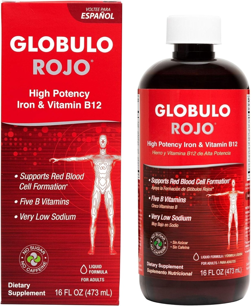 Globulo Rojo Iron Supplement -- -- 配有高概率铁和乙类维生素的液体饮食补充(Vegan)(1包)