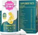 孕妇和哺乳期妇女的多维生素DHA Choline Niacinamide Biotins和矿物 27,1 补编90 Capsules-30