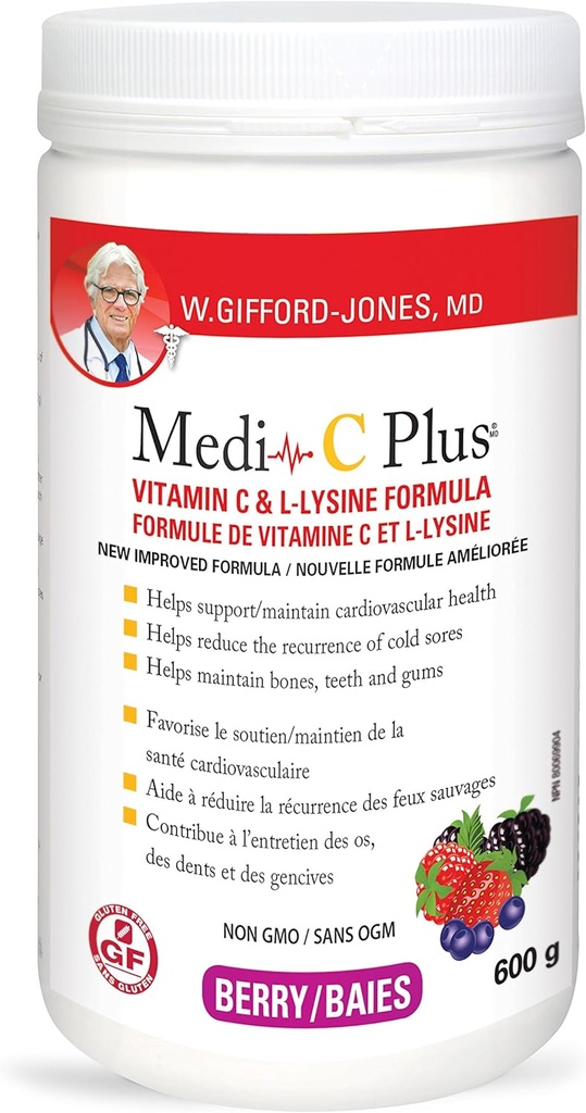 Gifford-jones博士 偏好营养 Medi-C Plus 维生素C & L-lysine公式 Berry Flavour 600g
