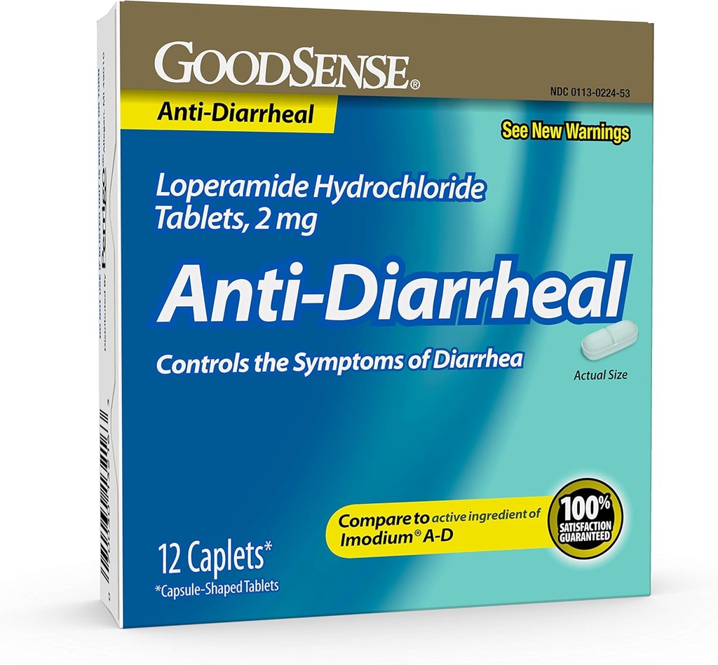GoodSense Loperamide 氯化氢片,2毫克,抗腹泻,12个计数