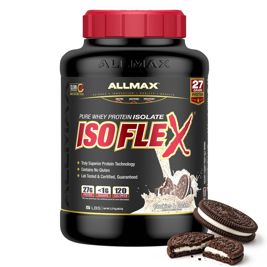 ALLMAX 营养 -- -- ISOFLEX Whey蛋白粉,Whey蛋白隔膜,27g蛋白,Cookies & Cream,5英镑
