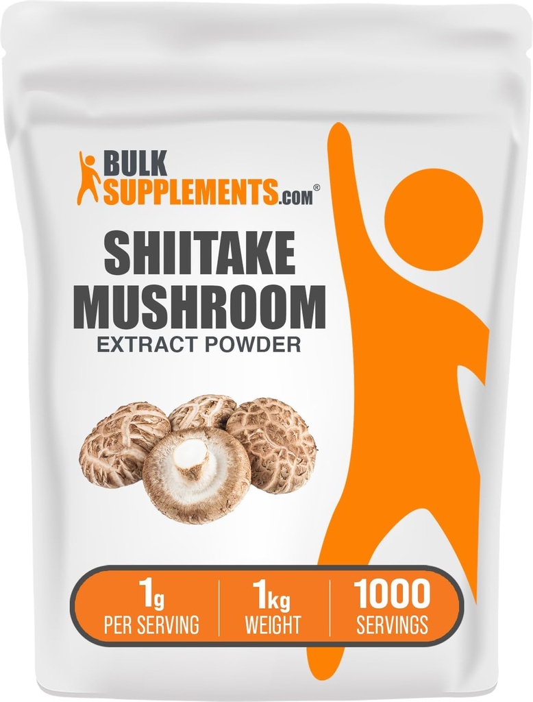 Bulk Assupports.com Shiitake Mushroom 提取粉末 - Shiitake Mushroom Power 补充,免疫支持 - Vegan & Gluten Free,每服务1克,1kg(2.2磅)(包1)