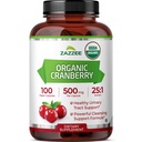 Zazzzee USDA 有机Cranberry 25:1 抽取,每卡普尔500毫克,100维冈卡普尔,超过3个月的供应,标准化,集中25X 抽取,100%蔬菜,认证有机,非GMO全自然