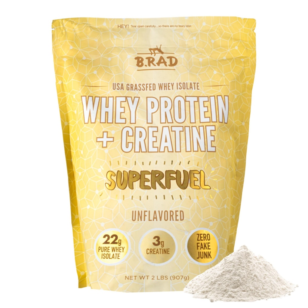 B.rad 超级燃料 - Grass Fed Whey 蛋白质隔离剂 与Creatine QQ Farm-Fresh, Easy-to-Digest, Clean Infriends QX 2 英镑 100% USA Sourced QQ 不受欢迎