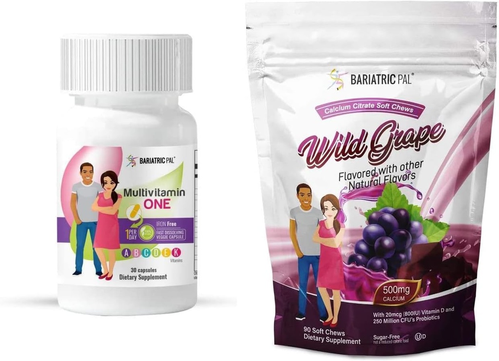 BariatricPal Duodenal Switch 完整的30天供应维生素包(无冠状钙 配有抗生素的奶油软菜-野葡萄)