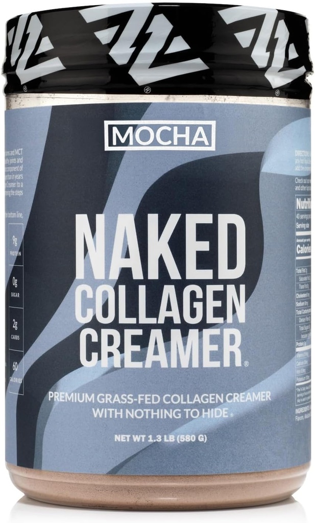 裸体Collagen Mocha Coffee Creamer - Collagen Creamer for Coffee - 无乳品,无葡萄糖,无转基因生物 - 支持毛发,皮肤和钉子 - 40种服务