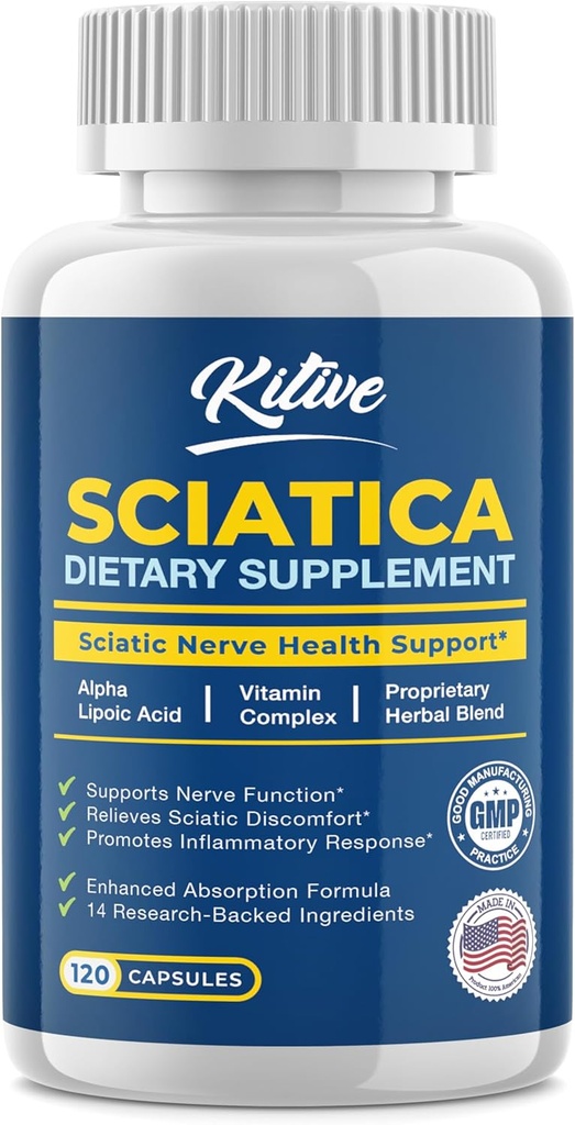 Sciatic Nerve Relief: Sciatica – Potent Alpha Lipoic Acid & Turmeric & Herbal Relief Informes — 美国制造,120 Capsules (120 Counter (Pack of 1),香蕉)的高级支持补编.