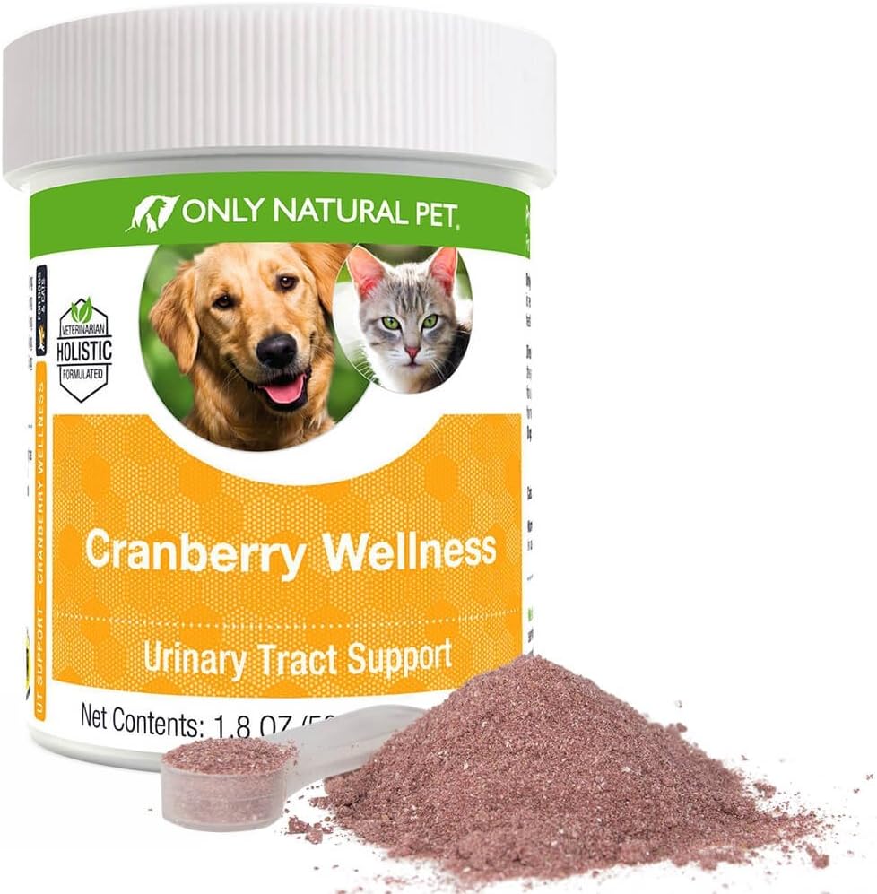 只有天然宠物 Cranberry Wellness 对狗和猫的抗氧化剂粉剂 - 营养用Berry粉剂补充 尿道切除术 健康用维生素 C - 110