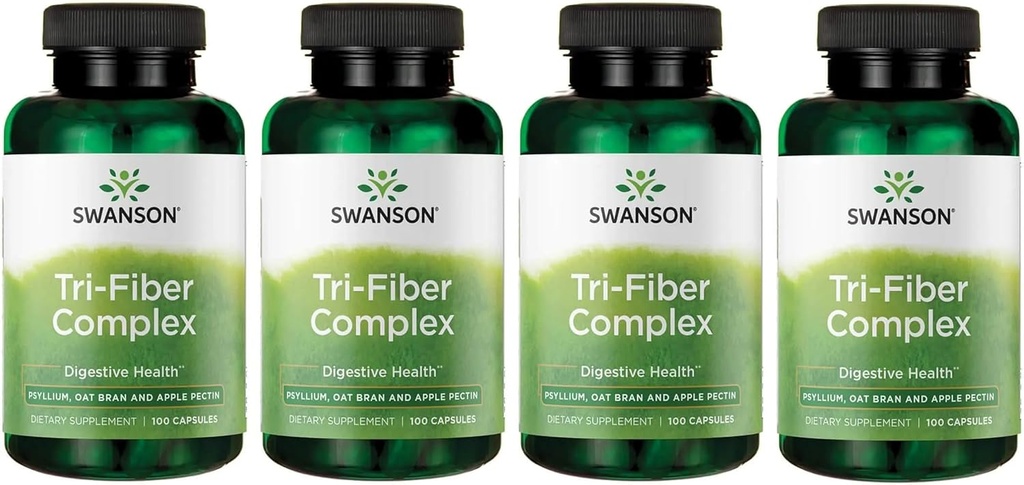 Swanson 三纤维复合体 -- -- 用lium、Oat Bran、 & Apple Pectin制作的消化性健康补编 -- -- (100 Capsules)(4包)