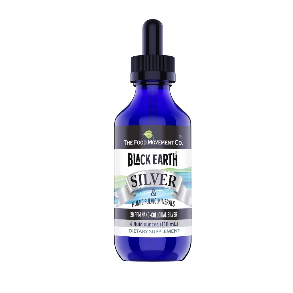 食品运动公司 黑地球银 20ppm 4 oz Dropper - Vegan Colloidal Silver Liquid with Humic and Fulvic Acids and Track Minerals for Digestion, Immune Support, 以及全身健康