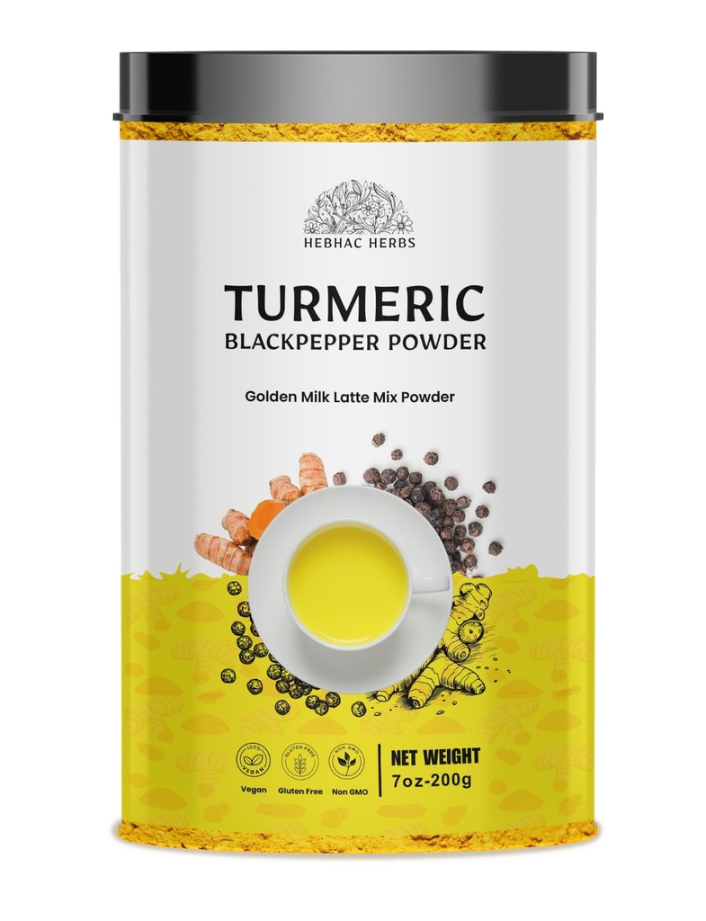带有黑辣椒的Turmeric Curcumin粉 - 带有Turmeric Curcumin的Turmeric Latte Mix, 黑色辣椒 - 金牛奶即时饮用Mix粉
