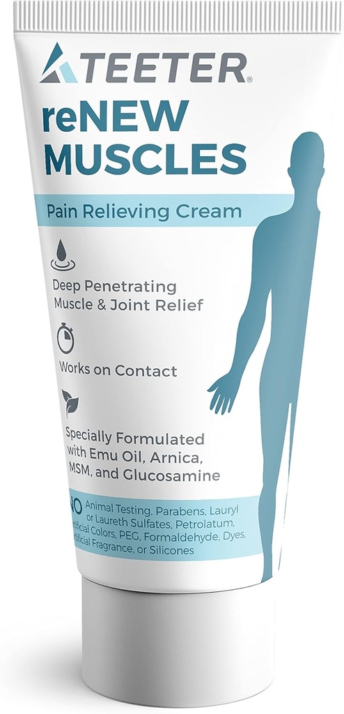 TEETER 更新 - 肌肉和与Emu Oil、MSM、Arnica、Boswellia Serrata Glucosamine(2.5 oz)合在一起的疼痛凝胶