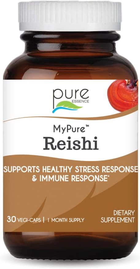 PURE ESSENCE LABS MyPure Reishi 有机蘑菇补充剂 - 100%真实蘑菇提取剂,用于免疫支持,缓解压力,建设能源(30卡普勒)