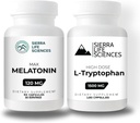 1500mg L-Tryptophan & 120mg Melatonin Bundle 高剂量罐头用于睡眠和Mood 支持 QQ Gluten-Free,非GMO,Veg-Caps 每一个服务 30