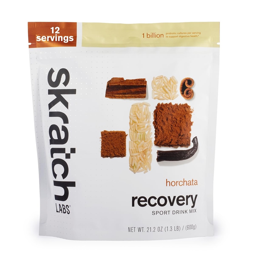Skratch Labs 工作后复原 饮用Horchata, 21.2 oz, 12 services) 配有 Casein 和 Whey 与 Probiotics, Gluten Free, Kosher, 蔬菜