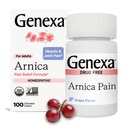 Genexa Arnica for Pain Relief – 减轻肌肉和联合疼痛、痛苦和僵硬 – 减少布鲁伊塞斯和安宁 – 有机葡萄 Flavor – Homopathic 补救措施 – 清洁 – 100块可嚼药片