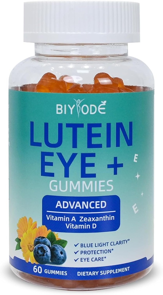 Lutein Gummys:支持眼科保健 Lutein维生素Zeaxanthin 成人视觉护理和 Macular 支持 60 Gummys 30天供应
